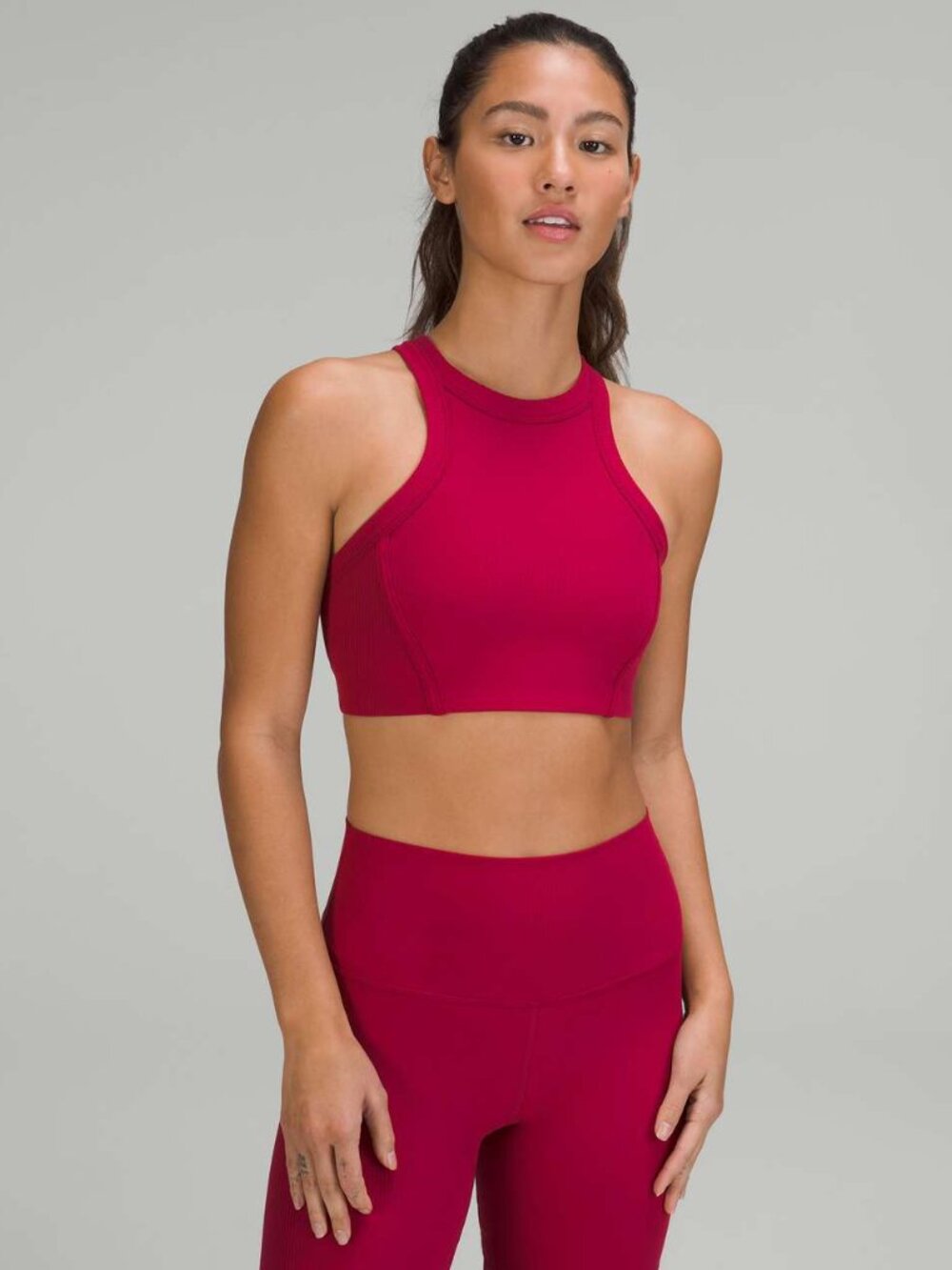 ☀️ Lululemon Garnet Ribbed Nulu High Neck Yoga Sports Bra Size 8 NWT